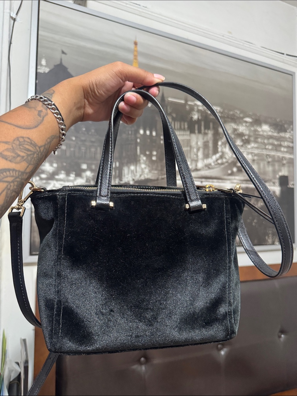 kate spade Black Velvet Satchel - Picture 3 of 11